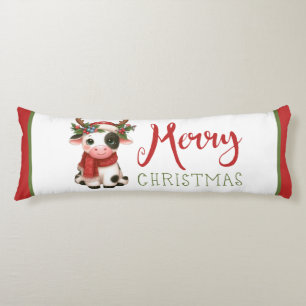 Coussins Longs Jolie vache de Noël mignonne