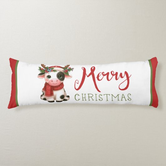 Coussins Longs Jolie vache de Noël mignonne (Devant)