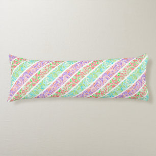 Coussins Longs Jolies fleurs pastels colorées rayures