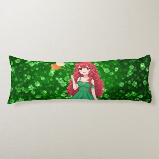 Coussins Longs Jour de la Saint-Patrick mignon, fille anime irlan (Devant)