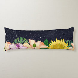 Coussins Longs Jour et Nuit Jardin d'aquarelle