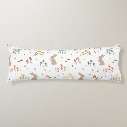 Coussins Longs Joyeux Bunny de Pâques Fleurs sauvages mignonette  (Devant)