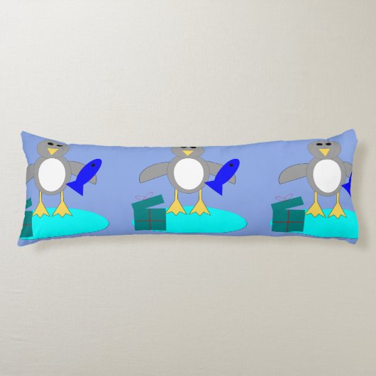 Coussins Longs Joyeux Noël Pêche Pingouin Corps Oreiller (Devant)