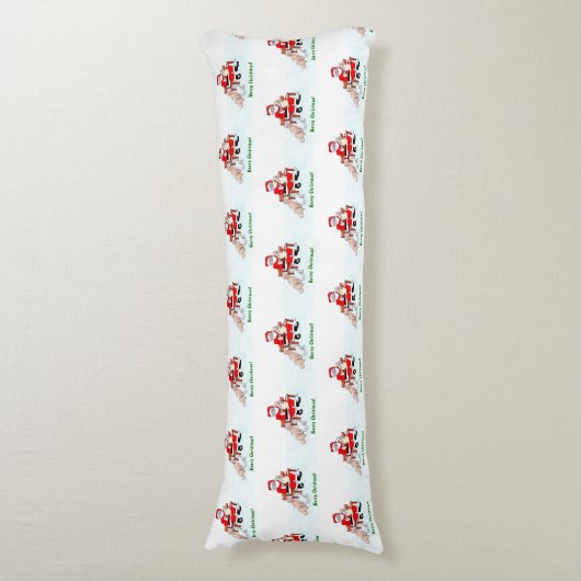 Coussins Longs Joyeux Noël! Père Noël avec chat et chien (Devant (Vertical))