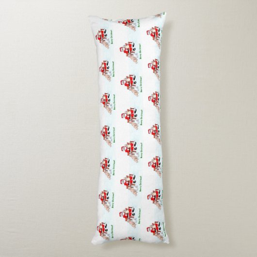 Coussins Longs Joyeux Noël! Père Noël avec chat et chien (Dos (Vertical))