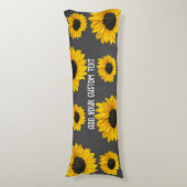 Coussins Longs joyeux tournesol jaune sur gris ajouter du texte p (Devant (Vertical))