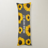 Coussins Longs joyeux tournesol jaune sur gris ajouter du texte p (Dos (Vertical))