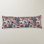 Coussins Longs Jus gris et fleurs (Dos)