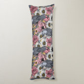 Coussins Longs Jus gris et fleurs (Dos (Vertical))