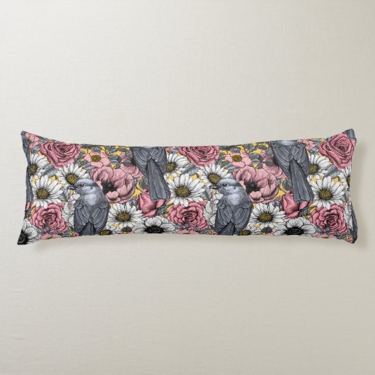 Coussins Longs Jus gris et fleurs (Devant)