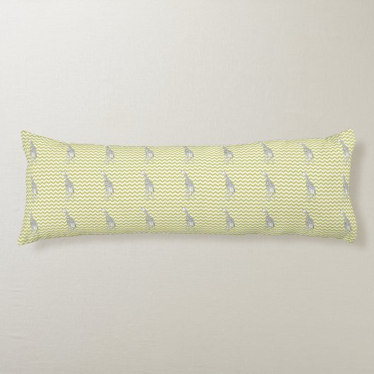 Coussins Longs Kaki Safari Chevron avec Pop Art Giraffe (Devant)
