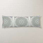 Coussins Longs Kaleidoscope Fractal Mandala - vert gris (Dos)