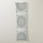Coussins Longs Kaleidoscope Fractal Mandala - vert gris (Devant (Vertical))