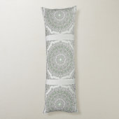 Coussins Longs Kaleidoscope Fractal Mandala - vert gris (Dos (Vertical))