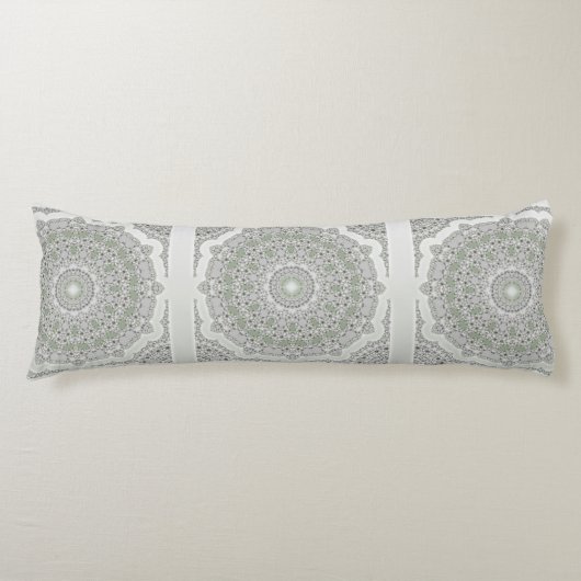 Coussins Longs Kaleidoscope Fractal Mandala - vert gris (Devant)