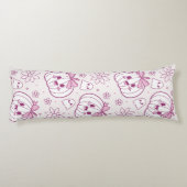 Coussins Longs Kawaii Citrouilles, Fantômes & Fleurs (Dos)