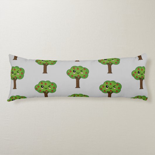 Coussins Longs Kawaii Joyeux Pommier À Voie (Devant)