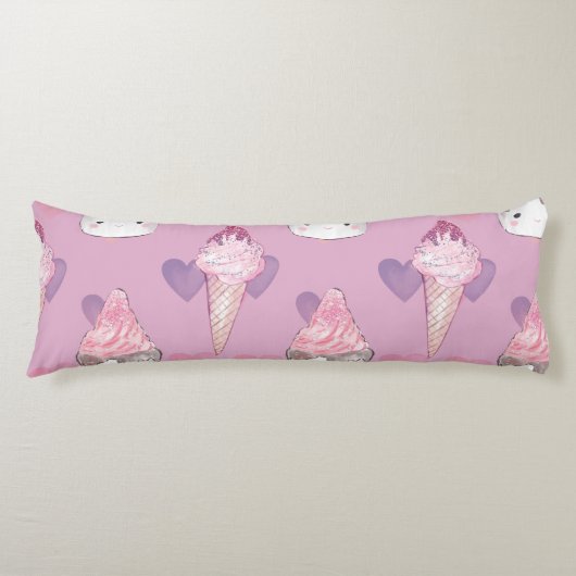 Coussins Longs Kawaii Marshmallow & Motif de crème glacée (Devant)