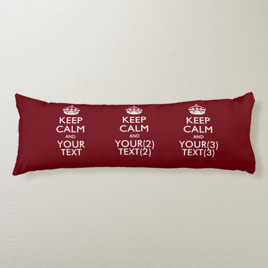 Coussins Longs KEEP CALM personnalisé et votre texte pour la Bour (Devant)