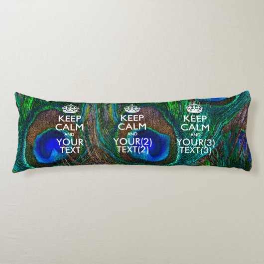 Coussins Longs KEEP CALM personnalisé et votre texte pour Peacock (Devant)