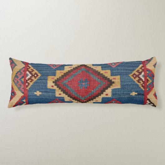 Coussins Longs Kilim tissé Couleur Royal Bleu Jaune (Devant)
