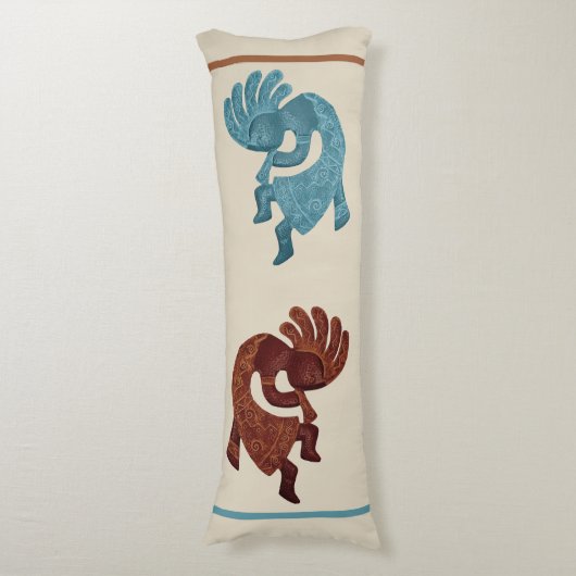 Coussins Longs Kokopelli, rouille & turquoise, Sud-Ouest (Devant (Vertical))