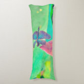 Coussins Longs La libellule bleue Iridescendante sur le Nénuphar (devant Vertical)