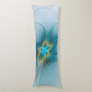 Coussins Longs La petite Beauté Moderne Fleur Fractale Bleue Or