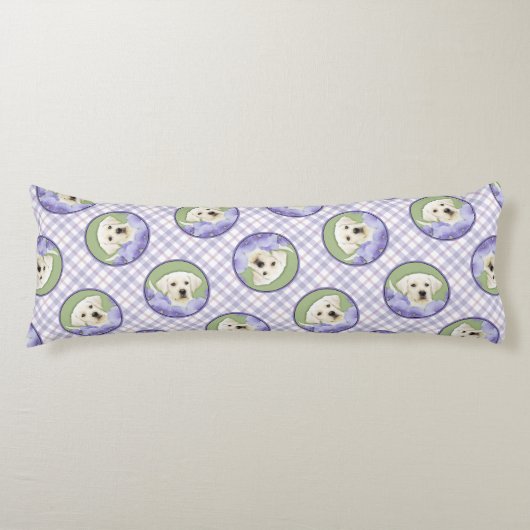 Coussins Longs Labrador Retriever Puppy Peinture Chien Jaune Art (Devant)
