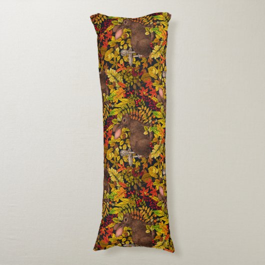 Coussins Longs Lapin d'automne en noir (Devant (Vertical))