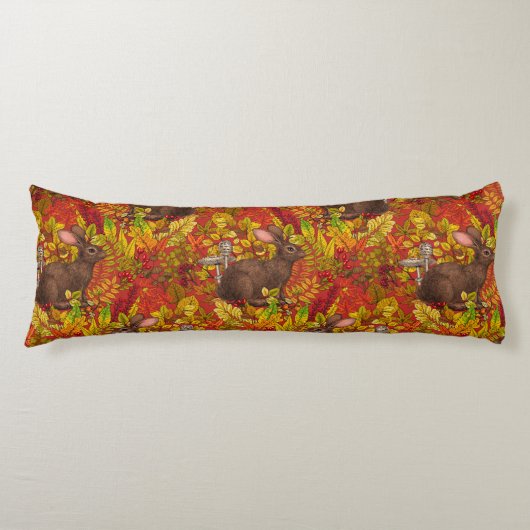 Coussins Longs Lapin d'automne en rouge (Devant)