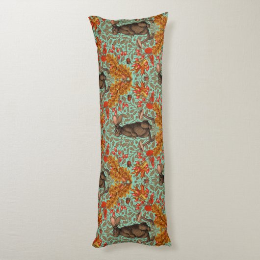 Coussins Longs Lapin d'automne sur vert clair (Dos (Vertical))