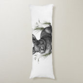 Coussins Longs Lapin gris mignon parmi l'herbe (Devant (Vertical))