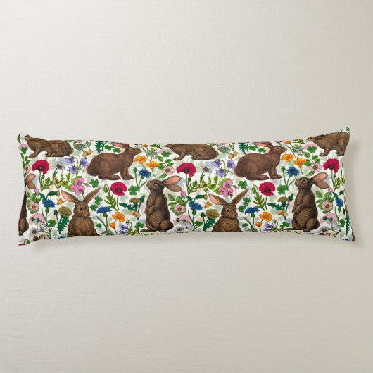 Coussins Longs Lapins et fleur sauvage (Dos)