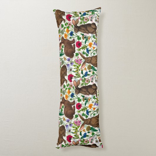 Coussins Longs Lapins et fleur sauvage (Dos (Vertical))