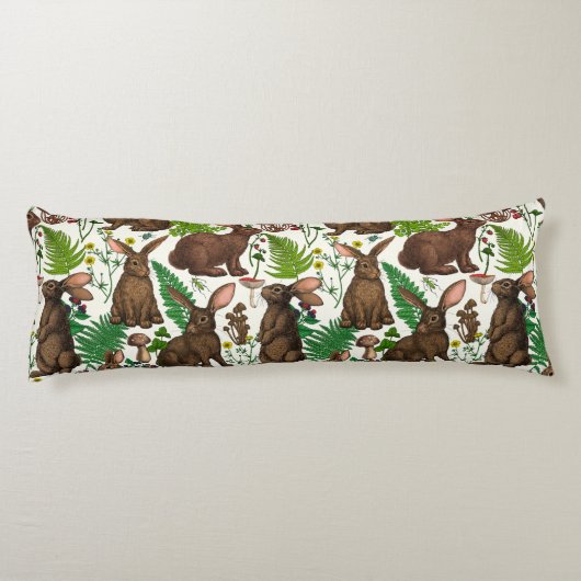 Coussins Longs Lapins et flore boisée 4 (Dos)