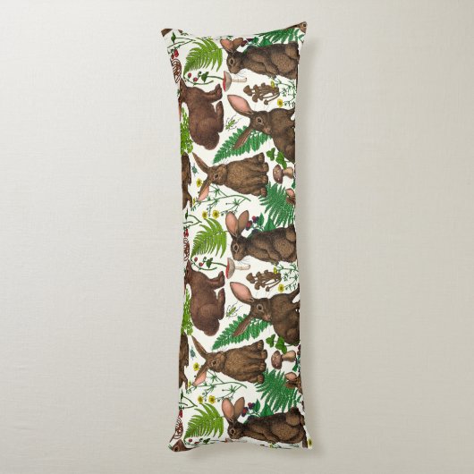 Coussins Longs Lapins et flore boisée 4 (Dos (Vertical))