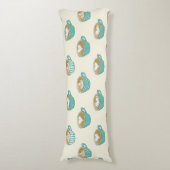 Coussins Longs Latte Art dans de mignons cafés bleus (Devant (Vertical))