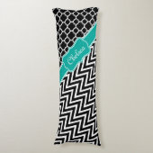 Coussins Longs Lattice noir / Chevron Motif Nom Turquoise (Devant (Vertical))