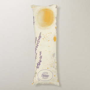 Coussins Longs Lavande blanche et motif floral jaune