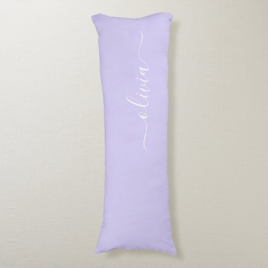 Coussins Longs Lavande Purple Script Moderne Fille Monogramme Nom (Devant (Vertical))