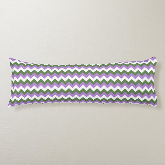 Coussins Longs Lavande, vert et blanc Chevron Zigzag (Devant)
