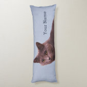 Coussins Longs Le chat bleu russe ajoutent le nom (Dos (Vertical))