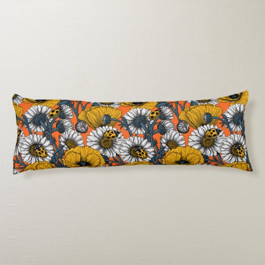 Coussins Longs Le pré en jaune et bleu (Dos)