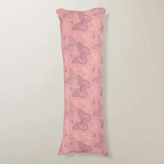 Coussins Longs Le rose de papillon (Devant (Vertical))