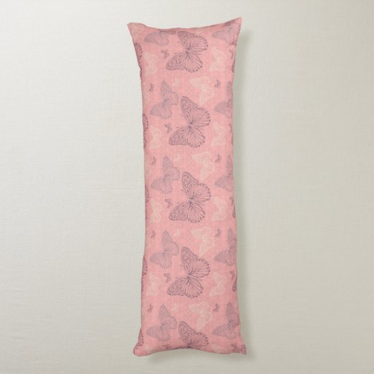 Coussins Longs Le rose de papillon (Dos (Vertical))