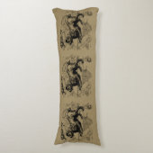 Coussins Longs Leo Constellation Map Hevelius 1690 sur Taupe (Devant (Vertical))