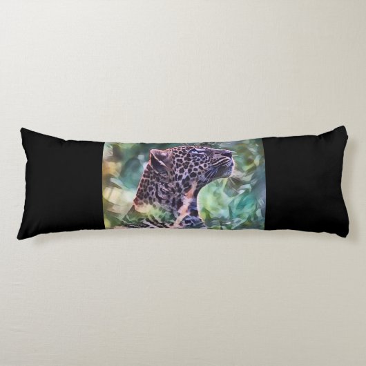 Coussins Longs Leopard Dans Une Jungle Lumière (Devant)
