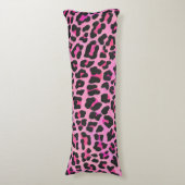 Coussins Longs Léopard noir et rose chaud (Devant (Vertical))