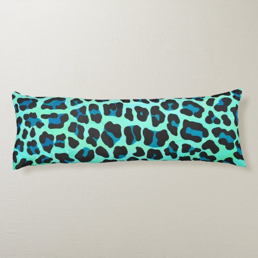Coussins Longs Léopard noir et Turquoise (Dos)